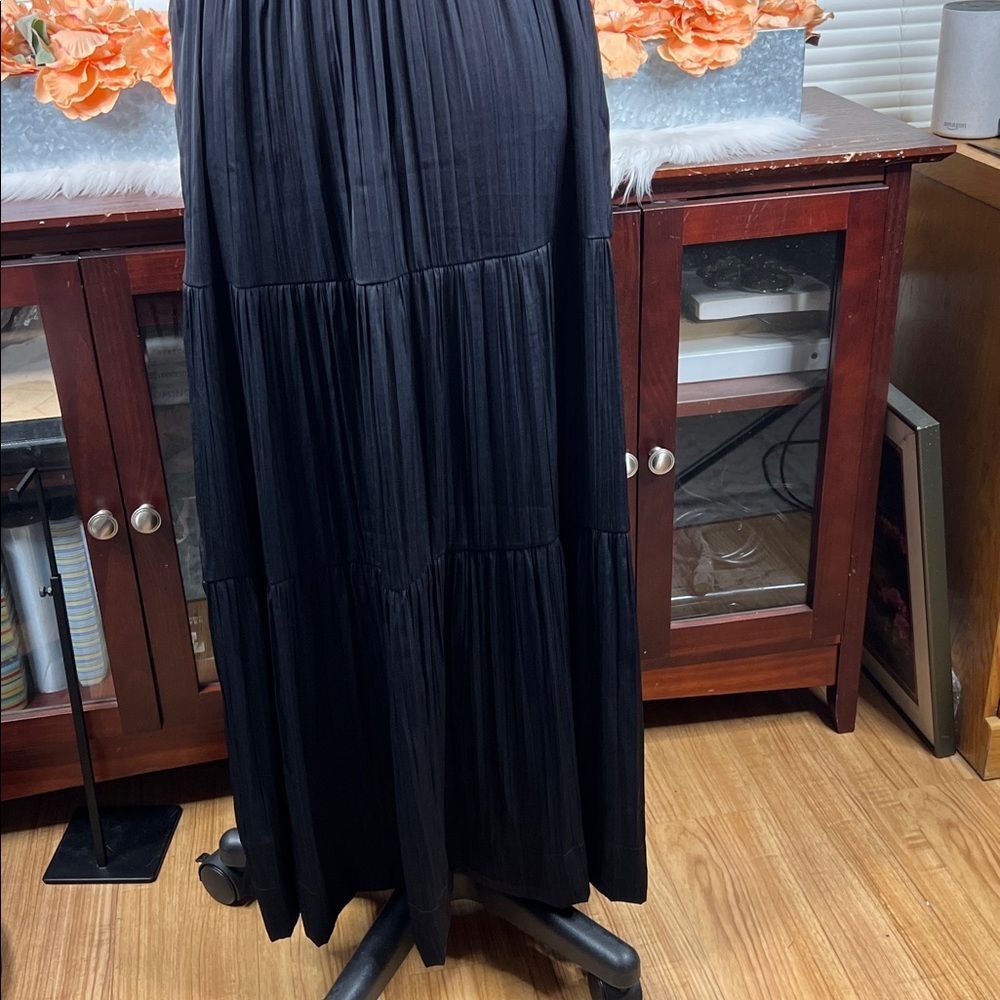 Anthropologie Somerset Black tiered Silky Maxi Dress Size Small - Picture 4 of 13